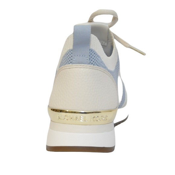 Michael Kors Jenkins Stretch Knit Trainer Sneaker MK Charm Bombe Patch Pale Blue - Picture 5 of 7